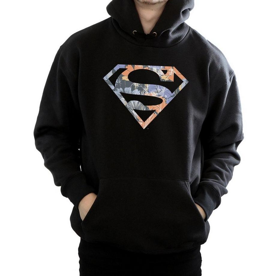 DC COMICS Superman Floral Logo Felpa con Cappuccio  