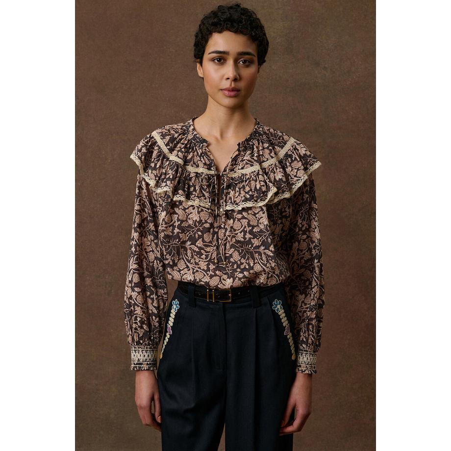 Bluse NICOLE mit floralem Print und Rüschen