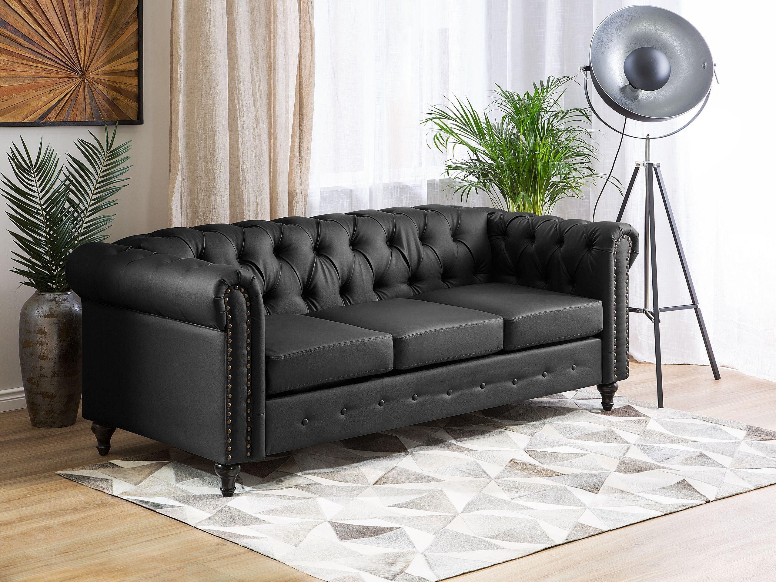 Beliani 3 Sitzer Sofa aus Kunstleder Industriell CHESTERFIELD  