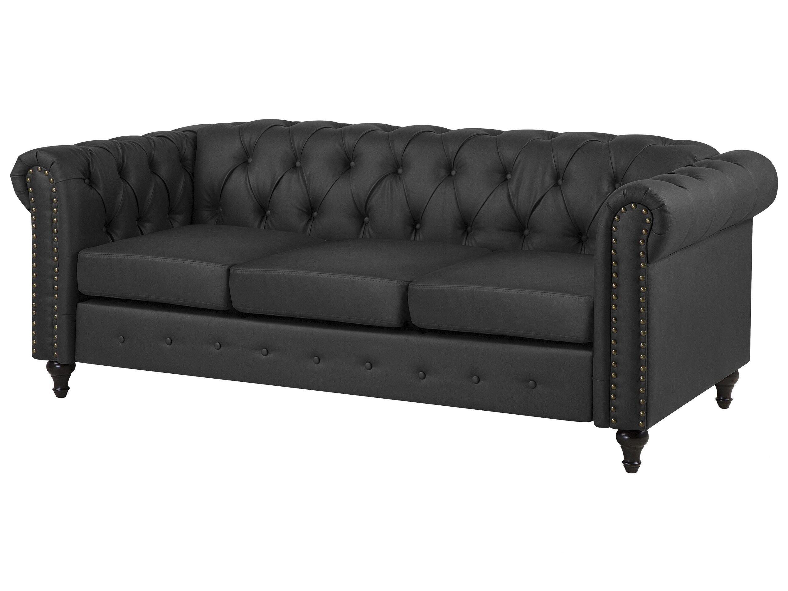 Beliani Divano 3 posti en Pelle sintetica Industriale CHESTERFIELD  