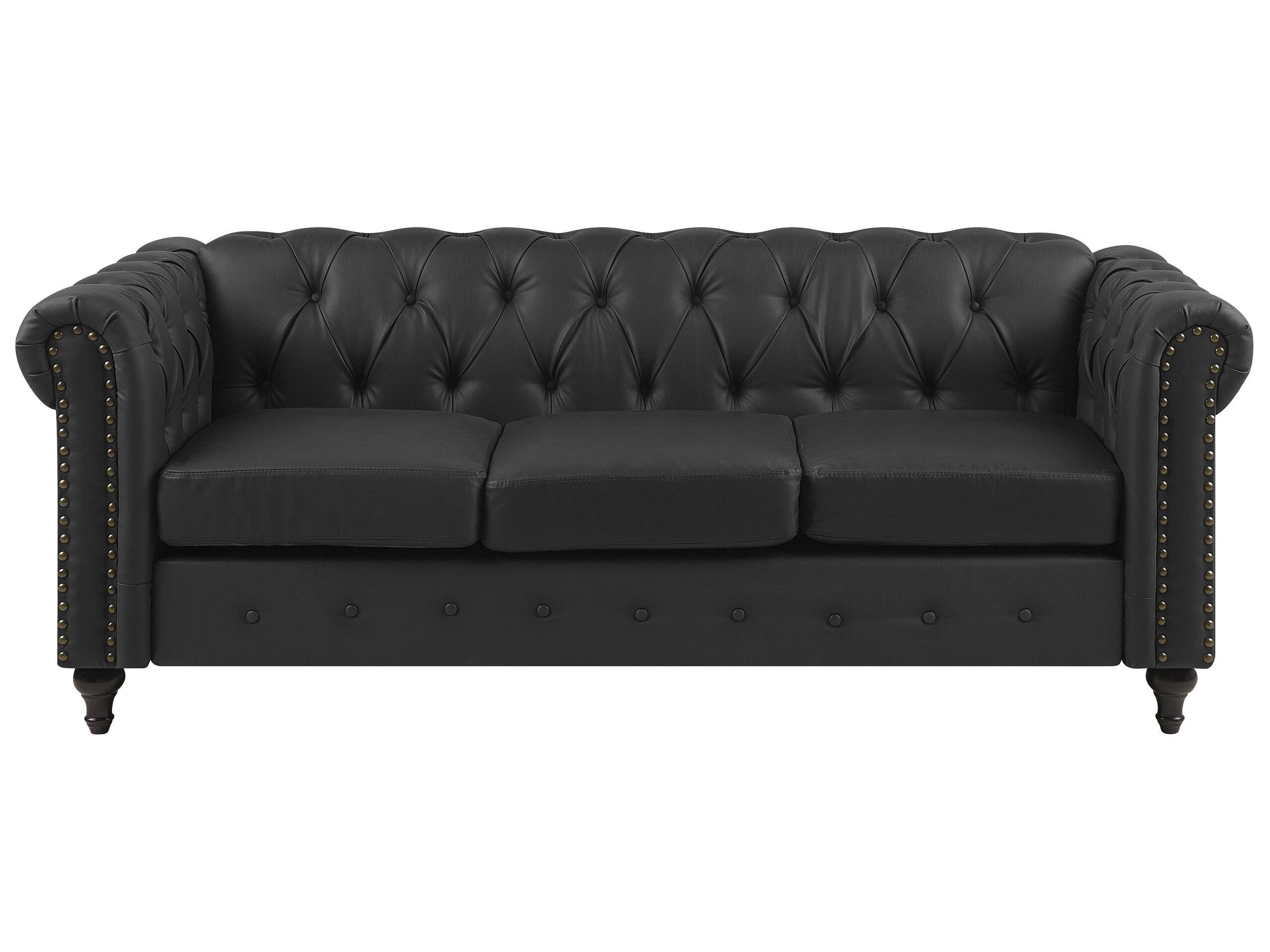 Beliani 3 Sitzer Sofa aus Kunstleder Industriell CHESTERFIELD  