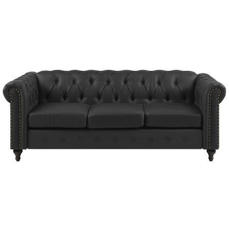 Beliani 3 Sitzer Sofa aus Kunstleder Industriell CHESTERFIELD  