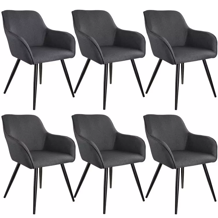 Tectake 6er Set Stuhl Marilyn Leinenoptik schwarze Stuhlbeine online kaufen MANOR