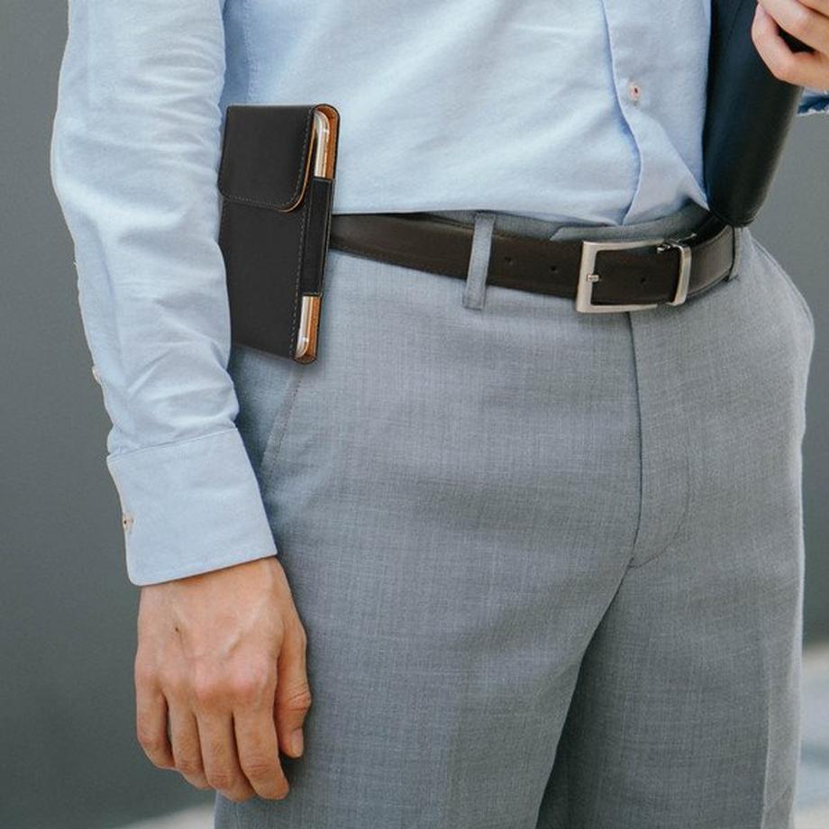 Avizar  Housse Ceinture Cuir Noir Smartphone L 