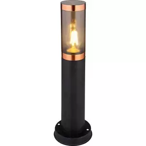 Lampada da esterno Boston acciaio inox nero 1xE27 fumo 13x13x45