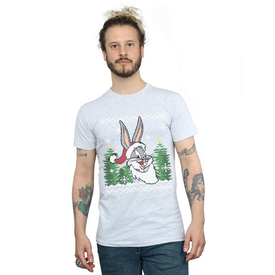 LOONEY TUNES Bugs Bunny T-Shirt Stile Maglione Natalizio  