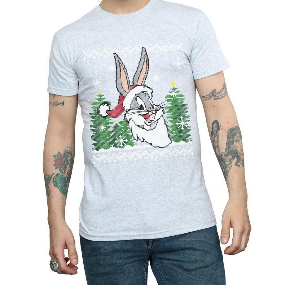 LOONEY TUNES Bugs Bunny T-Shirt Stile Maglione Natalizio  