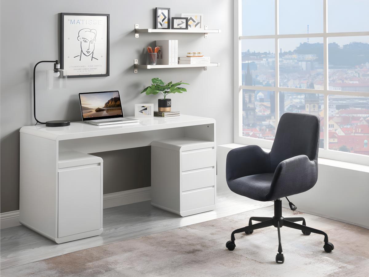 Vente-unique Bureau avec rangements SERGUEI MDF laqué  