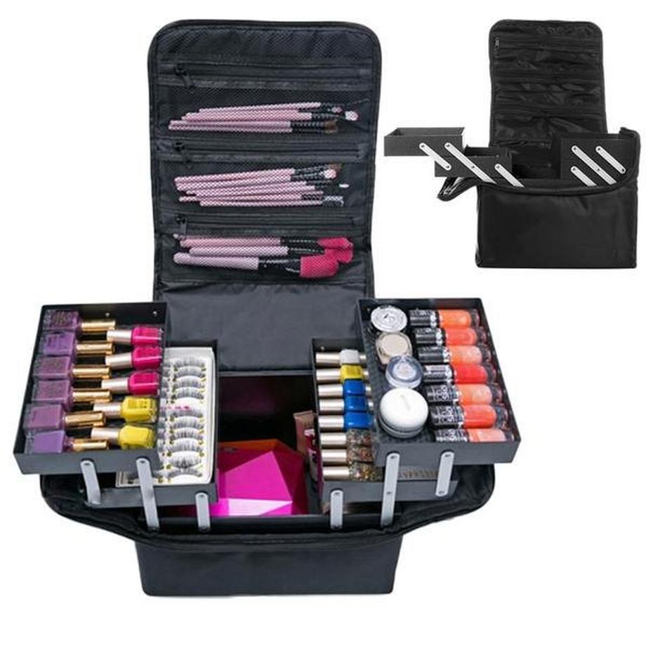 eStore  Große und geräumige Kosmetiktasche mit erweiterbaren Fächern 