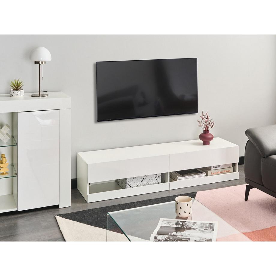 Beliani Meuble TV avec LED en MDF Moderne EDMONTON  