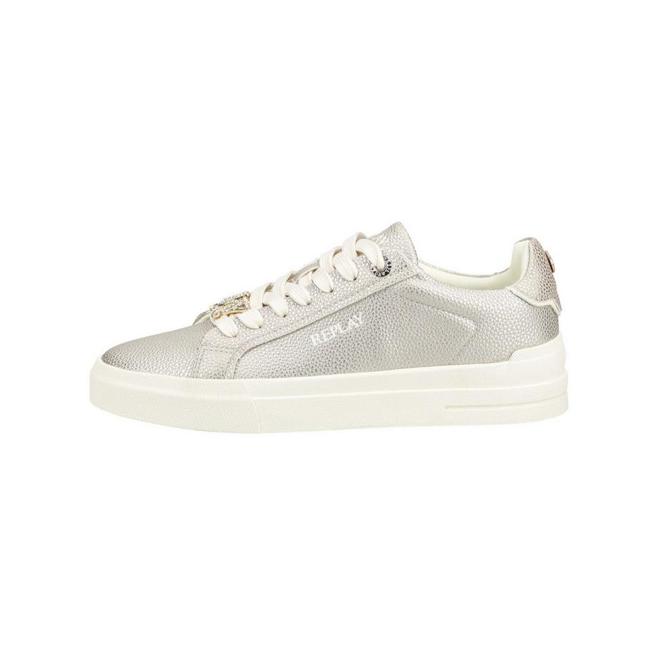REPLAY Sneaker metallica con dettaglio logo  