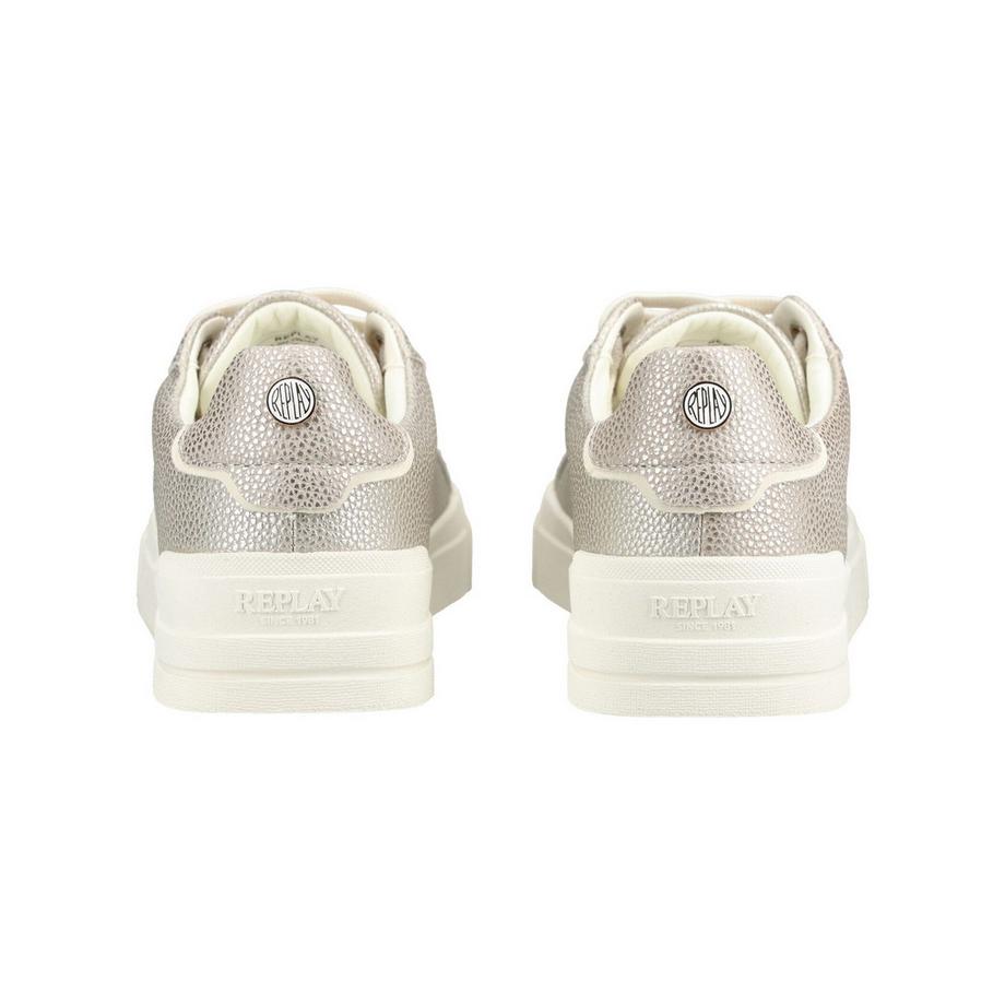 REPLAY Sneaker metallica con dettaglio logo  