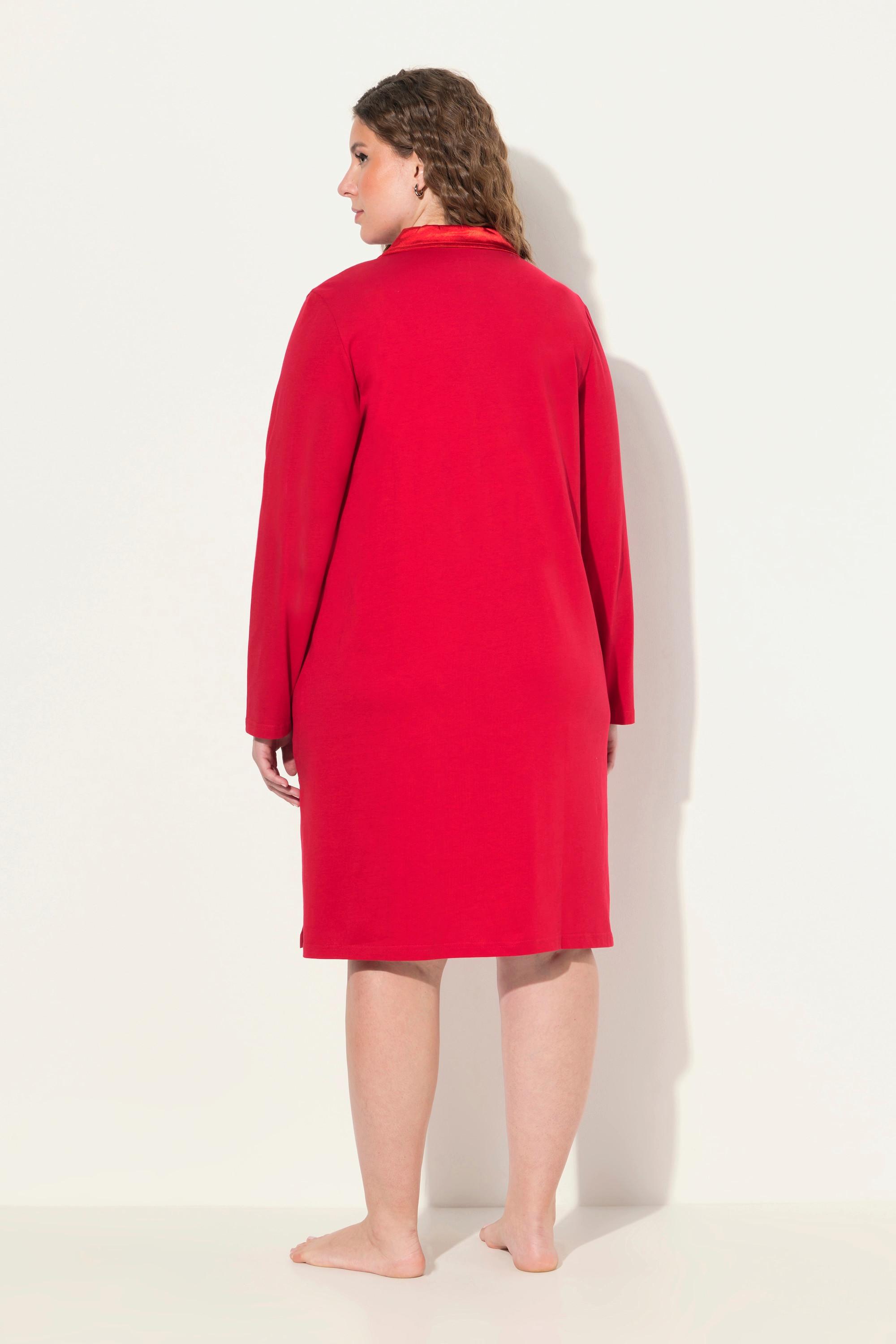 Ulla Popken Chemise de nuit Col Détails en satin Manches longues  