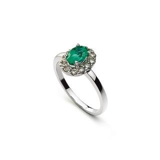 MUAU Schmuck  Ring Weissgold 750 Smaragd 0.70ct. Brillanten 0.37ct. 