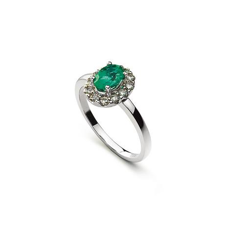 MUAU Schmuck  Ring Weissgold 750 Smaragd 0.70ct. Brillanten 0.37ct. 