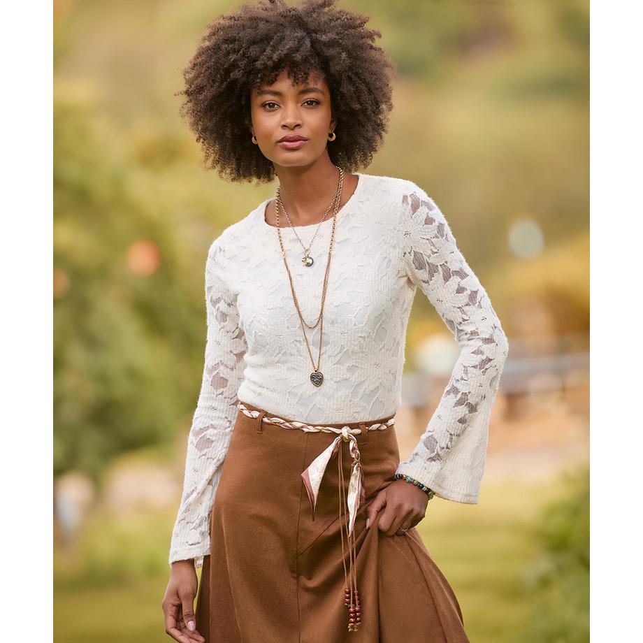Joe Browns Henley en Dentelle Extensible Texturée à Manches Larges Esme  