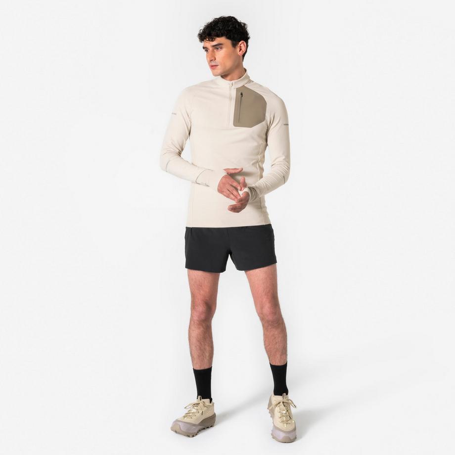 KIPRUN  Laufshirt langarm  warm mit Reissverschluss - Kiprun Run 900 Warm, Beige 