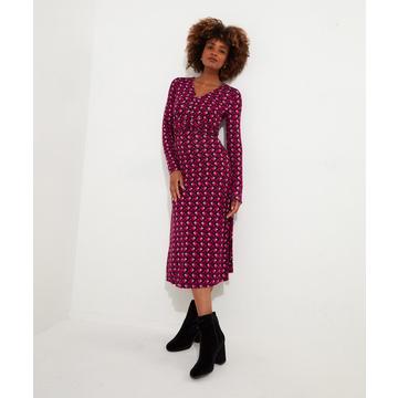 Robe Midi Manches Longues Géométrique