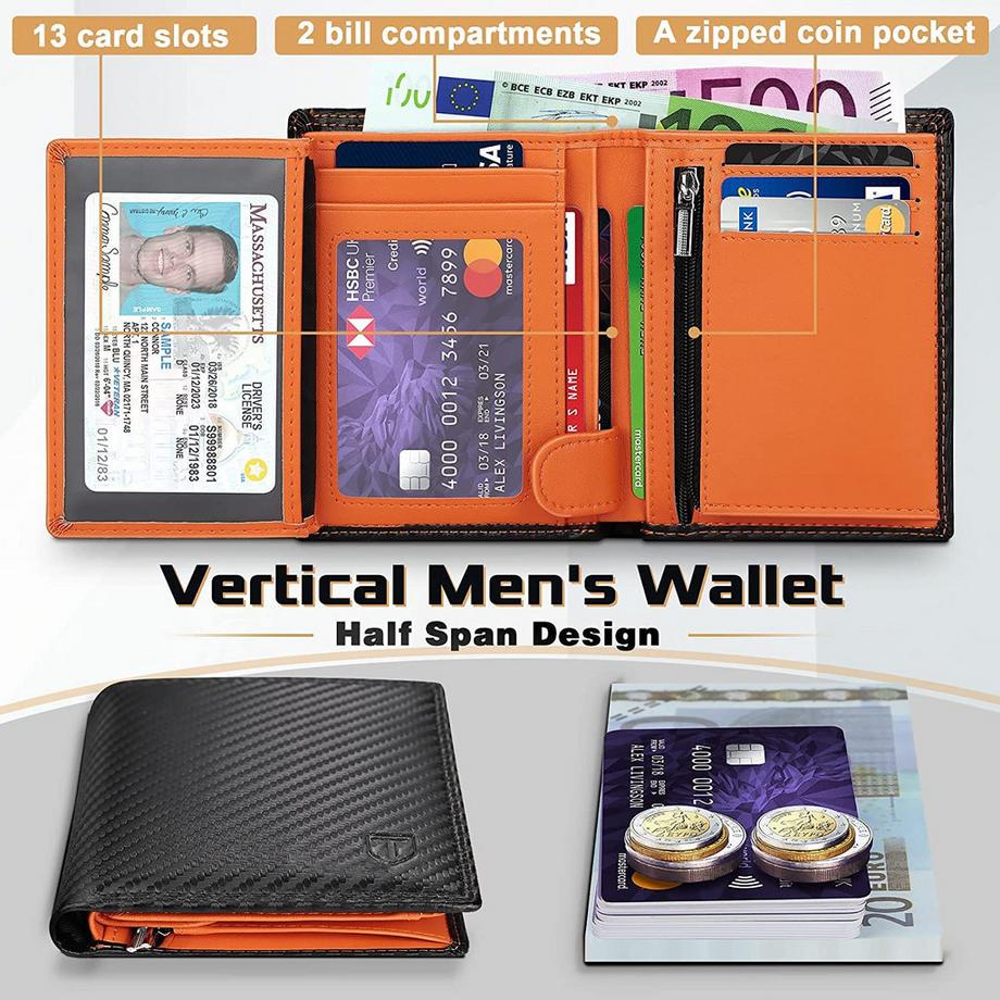 Only-bags.store  Portefeuilles, Portefeuille en cuir bloquant la RFID avec 13 porte-cartes 
