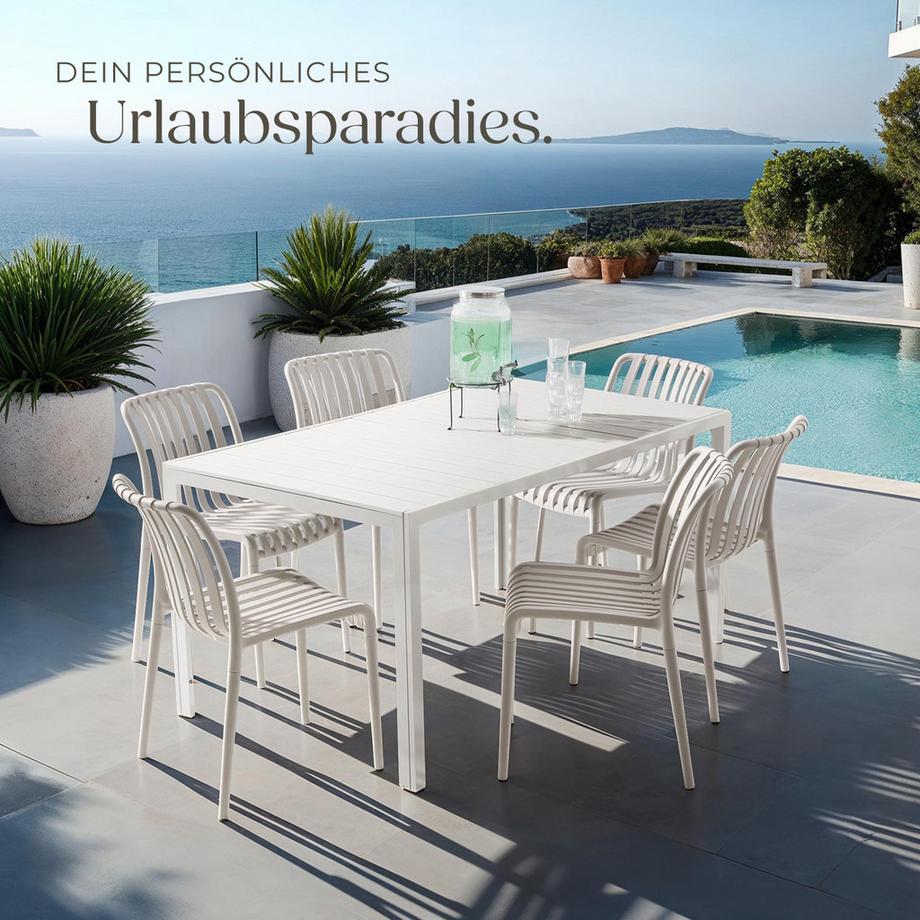 Tectake Chaises de jardin ALCUDIA résistant aux intempéries et aux UV  