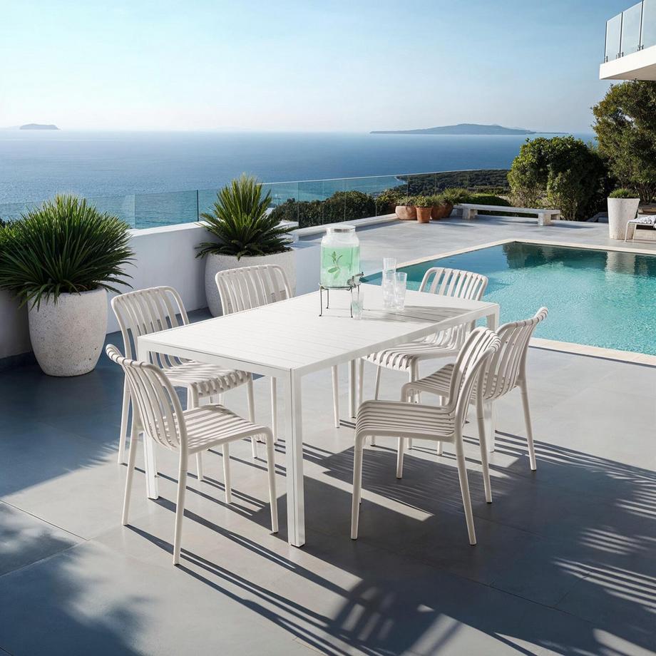 Tectake Chaises de jardin ALCUDIA résistant aux intempéries et aux UV  