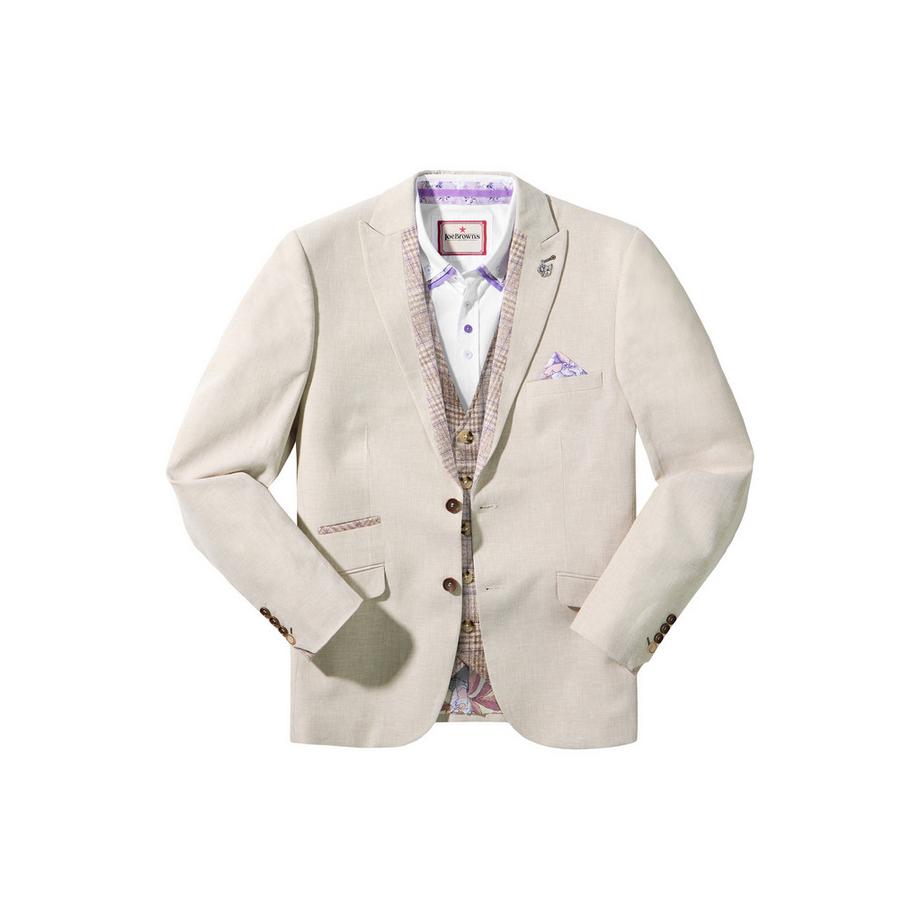 Joe Browns Blazer en Mélange de Lin avec Doublure Florale et Revers en Pointe  