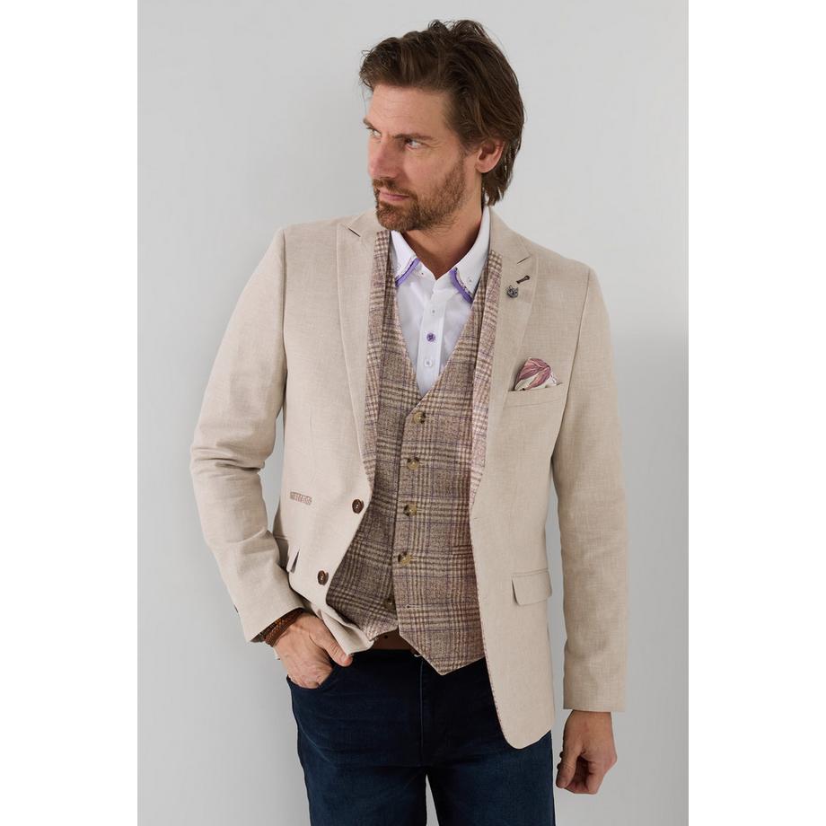 Joe Browns Blazer en Mélange de Lin avec Doublure Florale et Revers en Pointe  