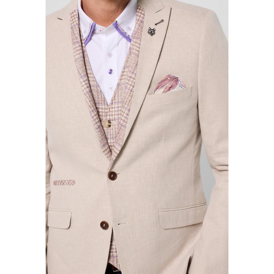 Joe Browns Blazer en Mélange de Lin avec Doublure Florale et Revers en Pointe  