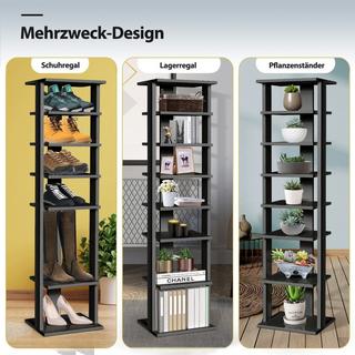 Northix Schuhregal aus Holz 8-stöckiges Schuhregal Schuh-Organizer vertikal 27,5x26,5x110cm Schwarz  