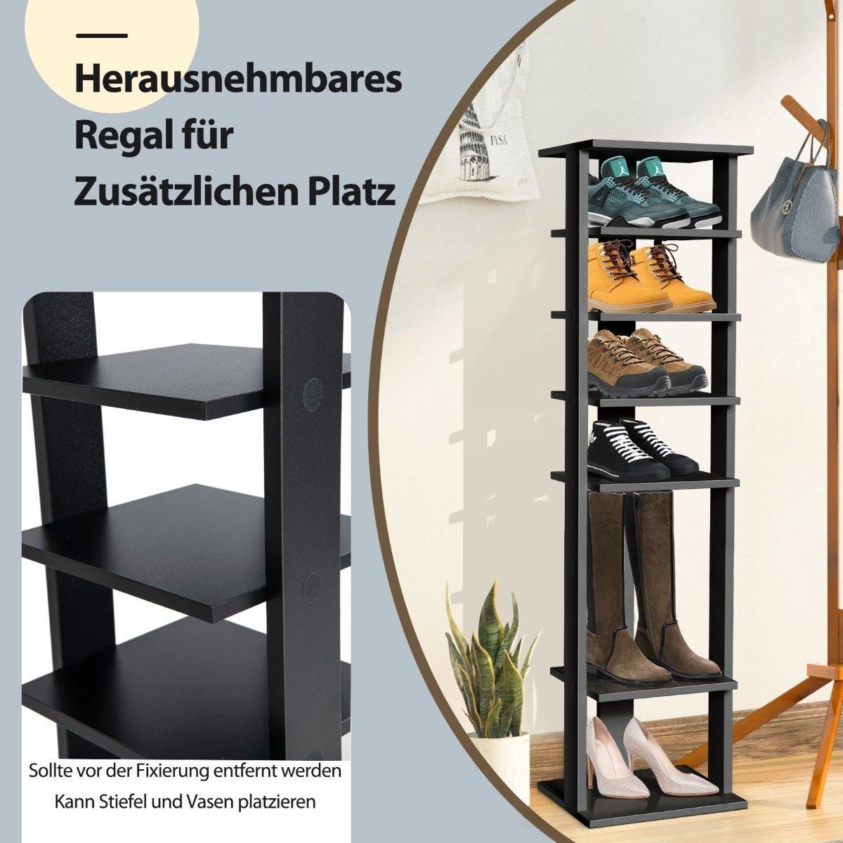 Northix Schuhregal aus Holz 8-stöckiges Schuhregal Schuh-Organizer vertikal 27,5x26,5x110cm Schwarz  
