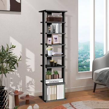 Scarpiera in Legno Scarpiera a 8 Ripiani Organizer per Scarpe Verticale 27,5x26,5x110 cm Nero