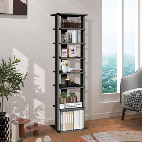 Northix Schuhregal aus Holz 8-stöckiges Schuhregal Schuh-Organizer vertikal 27,5x26,5x110cm Schwarz  