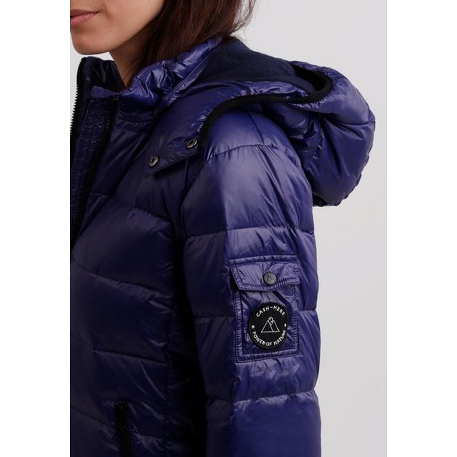 CASH-MERE.CH Piumino con Cappuccio Fodera in Cashmere Effetto Lucido  