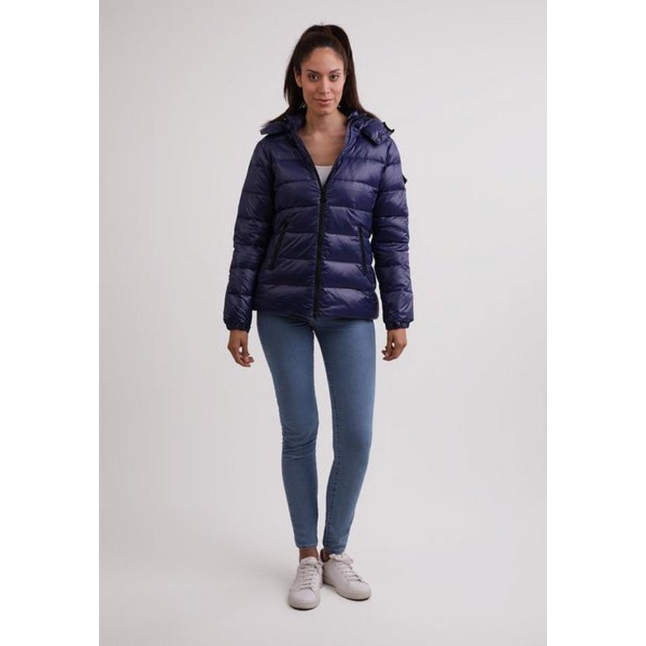 CASH-MERE.CH Piumino con Cappuccio Fodera in Cashmere Effetto Lucido  