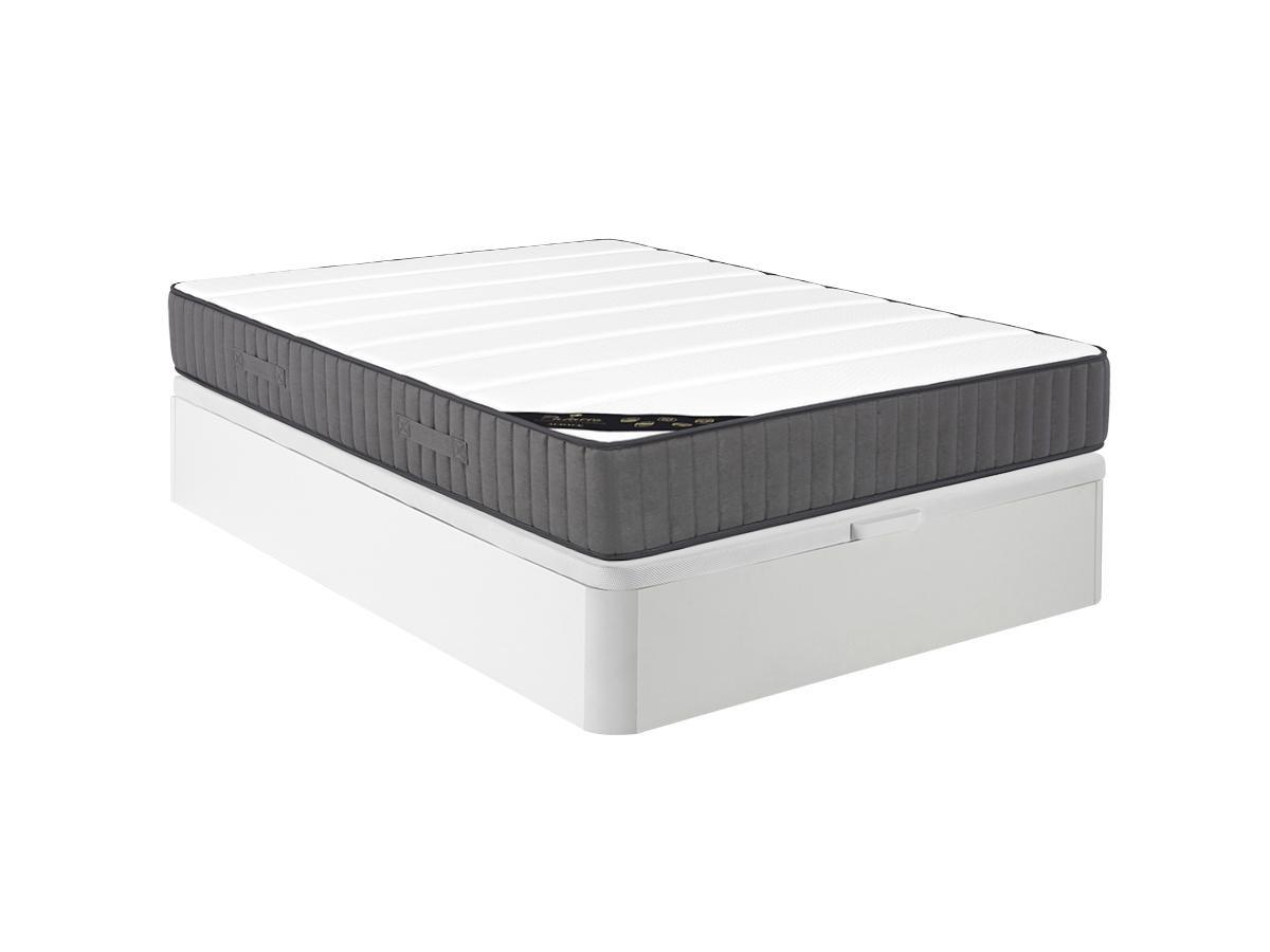 Vente-unique Ensemble 140 x 190 cm sommier coffre blanc + matelas ressorts ensachés 7 zones et mousse haute résilience ép.26cm - AUDACE de PALACIO  