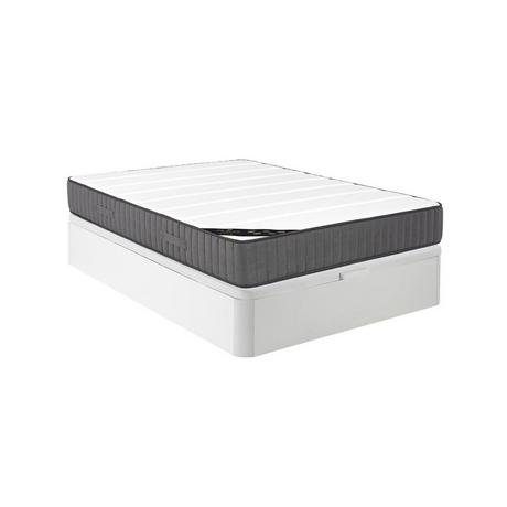 Vente-unique Ensemble 140 x 190 cm sommier coffre blanc + matelas ressorts ensachés 7 zones et mousse haute résilience ép.26cm - AUDACE de PALACIO  