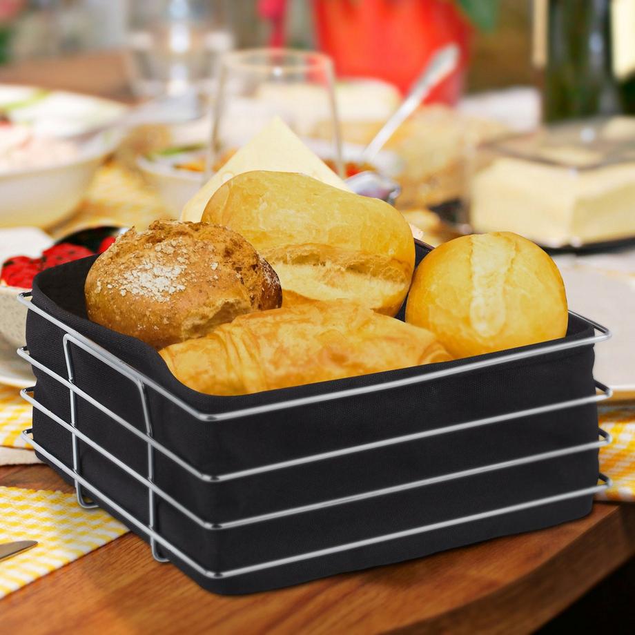 B2X Corbeille à pain en métal avec housse en tissu  