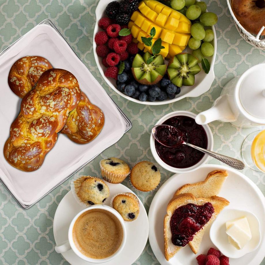 B2X Corbeille à pain en métal avec housse en tissu  