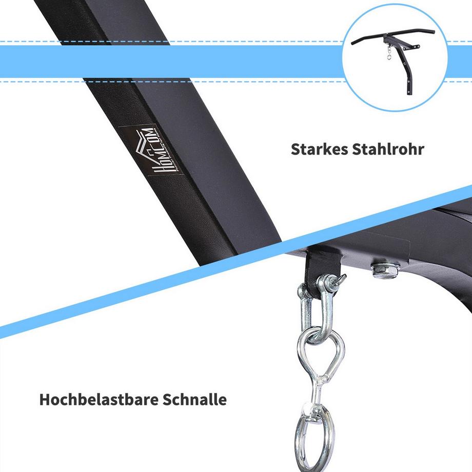 Northio  2-1 Design Boxsackhalterung Wandhalterung Boxsack Sandsack Halterung Bis 130 Kg Tragkraft Aufhängen Ständer Stahl Schwarz 93 X 47 X 51 Cm 