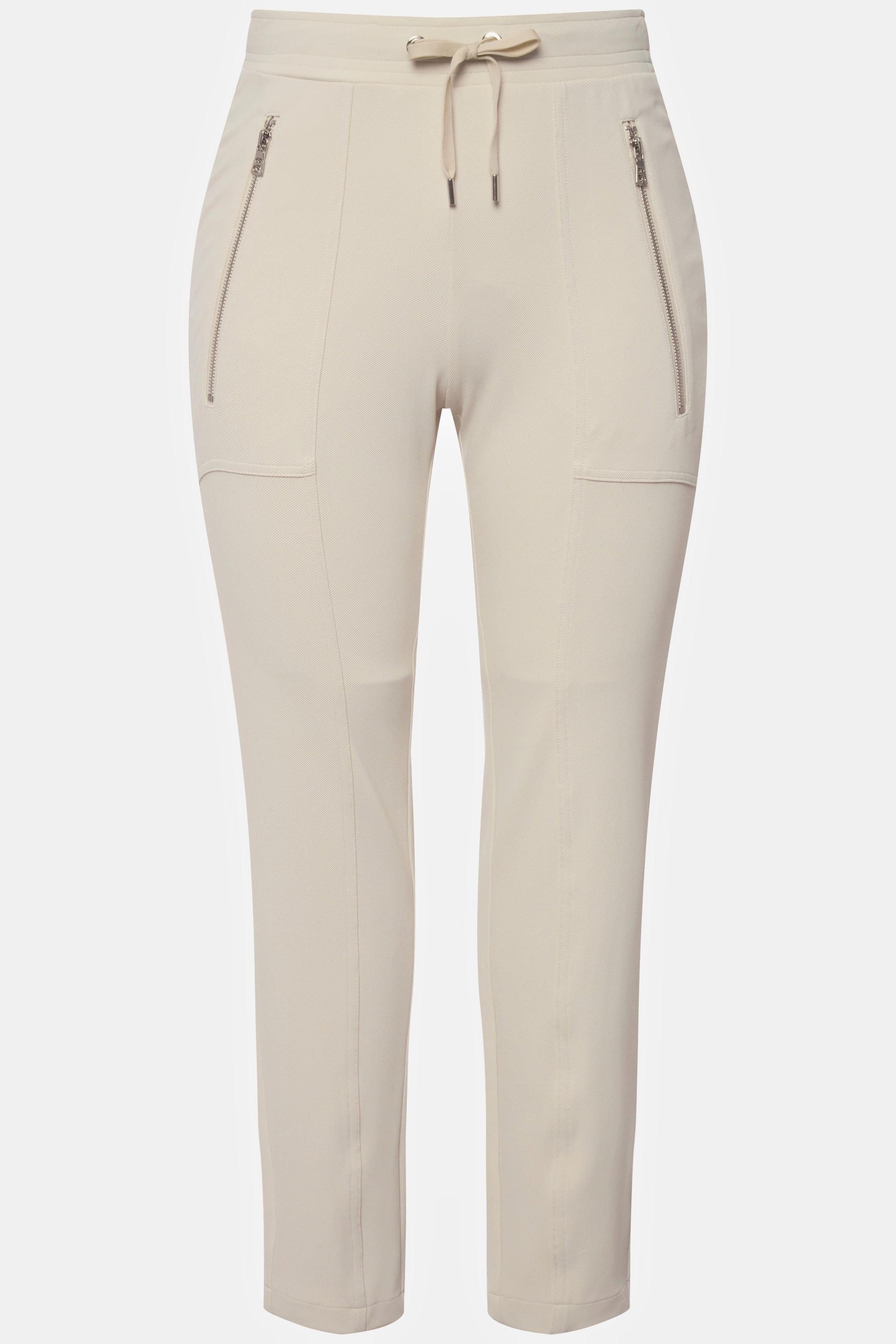 Ulla Popken  Pantalon 7/8, coupe carotte à taille élastique, poches zippées 