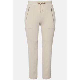 Ulla Popken  Pantalon 7/8, coupe carotte à taille élastique, poches zippées 