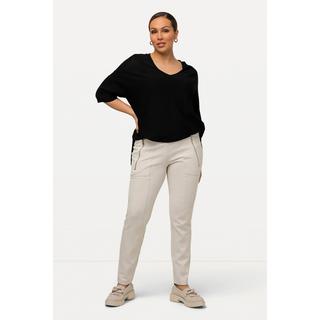 Ulla Popken  Pantalon 7/8, coupe carotte à taille élastique, poches zippées 