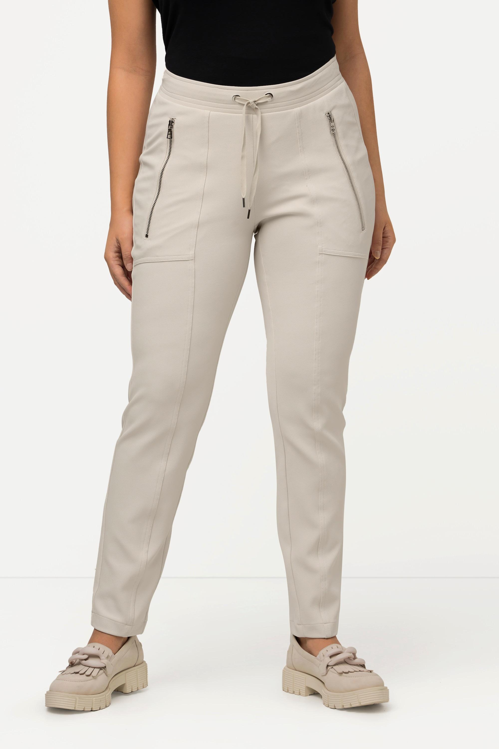 Ulla Popken  Pantalon 7/8, coupe carotte à taille élastique, poches zippées 