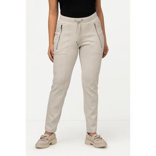 Ulla Popken  Pantalon 7/8, coupe carotte à taille élastique, poches zippées 