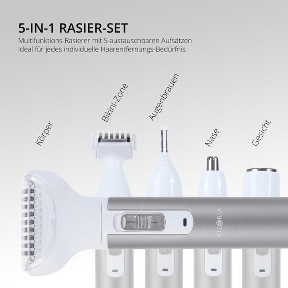 AILORIA EVAPORE Rasierer mit verschiedenen Aufsätzen USB  