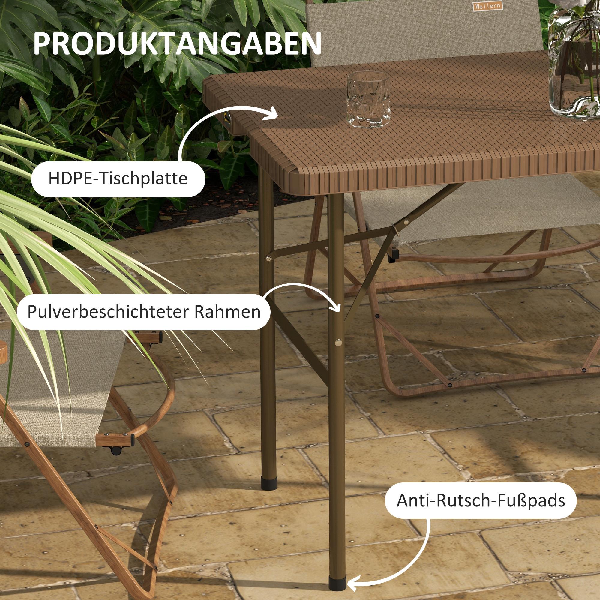 Outsunny Table de jardin, marron, HDPE  
