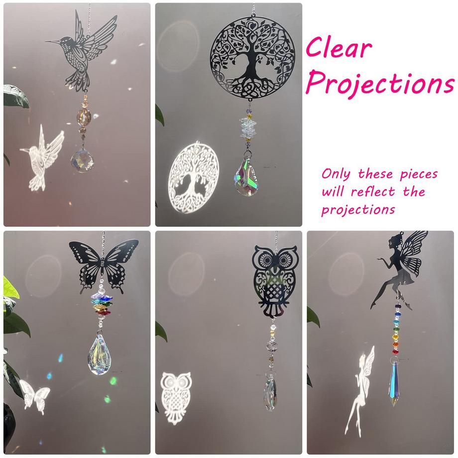 Alopini Sonnenfänger Kristall Windspiele, 5 Stück, Regenbogen Sonnenfänger Kristall, Fensterdekoration Hängend für Zuhause  