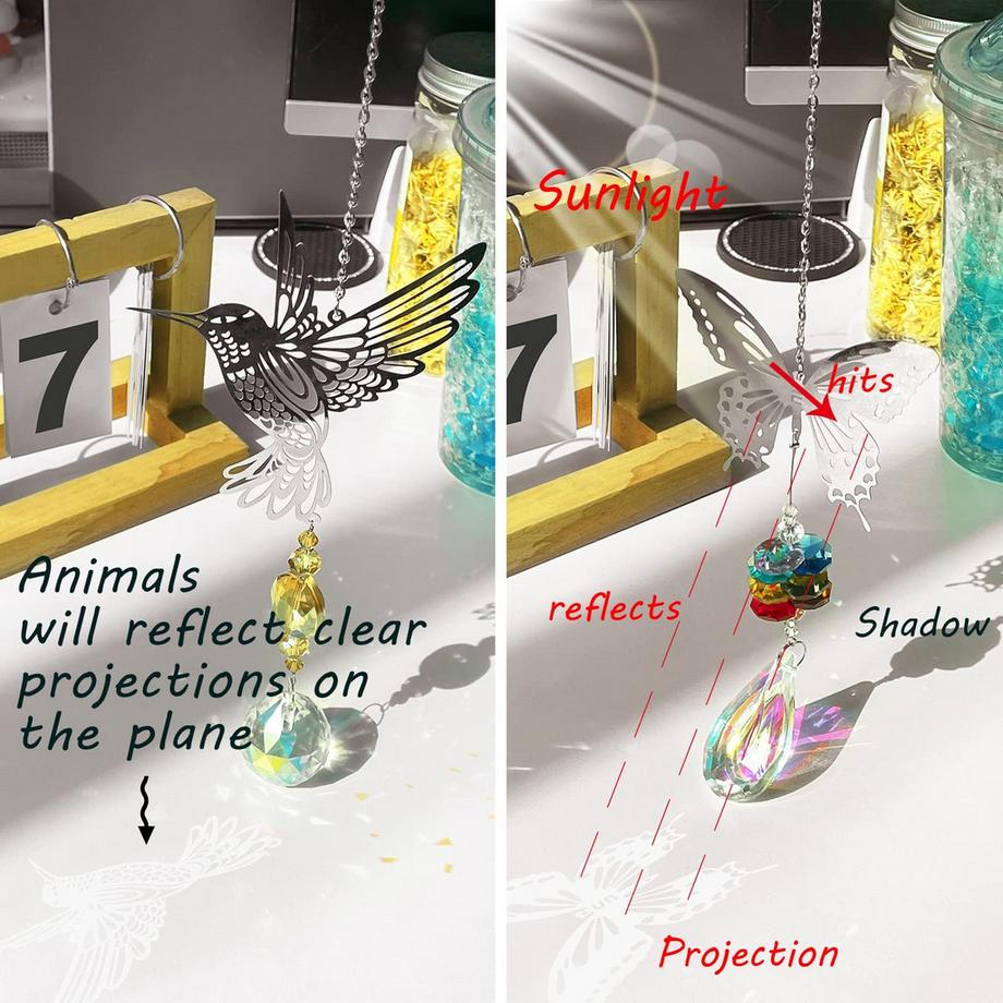 Alopini Sonnenfänger Kristall Windspiele, 5 Stück, Regenbogen Sonnenfänger Kristall, Fensterdekoration Hängend für Zuhause  