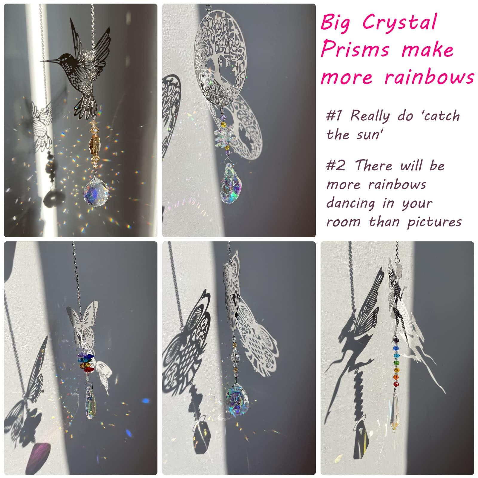 Alopini Sonnenfänger Kristall Windspiele, 5 Stück, Regenbogen Sonnenfänger Kristall, Fensterdekoration Hängend für Zuhause  