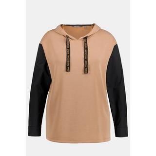 Ulla Popken  Sweat à capuche, oversized, cordon avec inscription, manches longues 